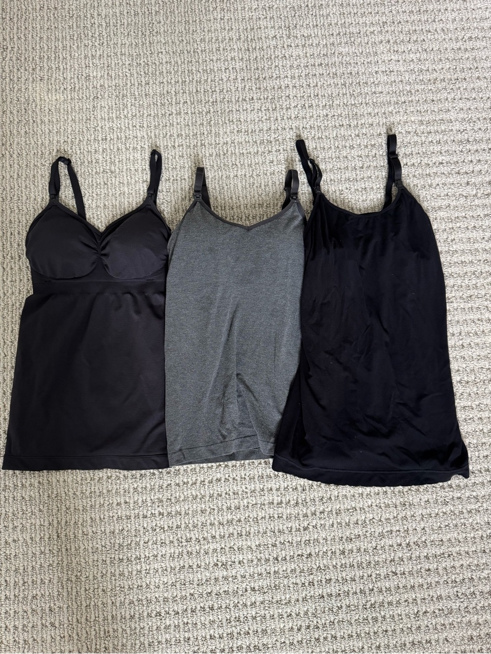 3-Pack Black & Gray Nursing Tank Camisoles